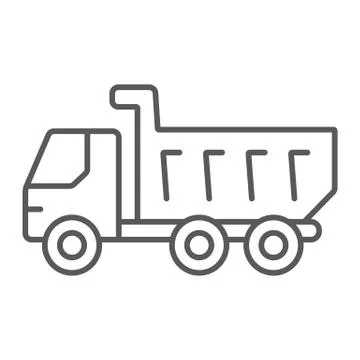 Dump truck thin line icon, vehicle and construction, car sign, vector graphics Stock Illustration