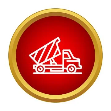 Dump truck tipping material icon for construction Stock Illustration