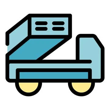 Dump truck unloading cargo, building site icon, delivering materials Stock Illustration