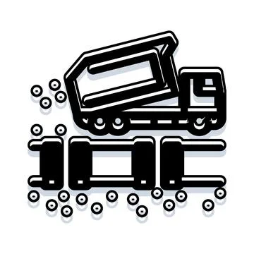 Dump truck unloading material onto construction site Stock Illustration