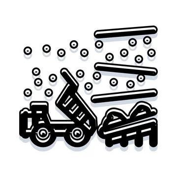 Dump truck unloading materials at a construction site Stock Illustration