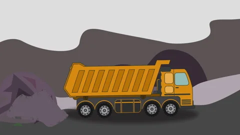 Dump truck unloading rocks at quarry site Stock Footage 311286542