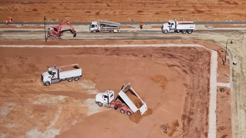 Dump truck unloading at site Vídeos de archivo 338064613