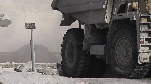 Dump truck unloads limestone. 스톡 동영상 63545750