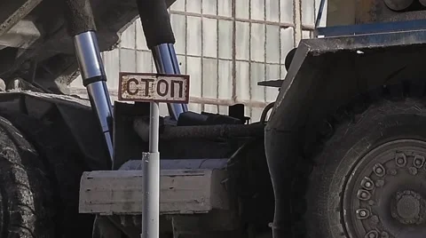 Dump truck unloads limestone. Stock Footage 63545758