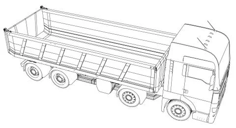 Dump truck. Vector Created illustration of 3d. Wire-frame style. The layers of Illustrazione stock
