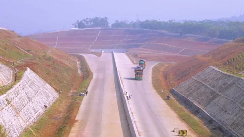 Dump Truck on Work, Transporting Soil in the Construction Site Stock Footage 132311715