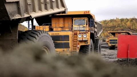 Dump trucks are going Video stock 77235721