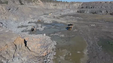 Dump trucks in the granite quarry. Stock Footage 200827882
