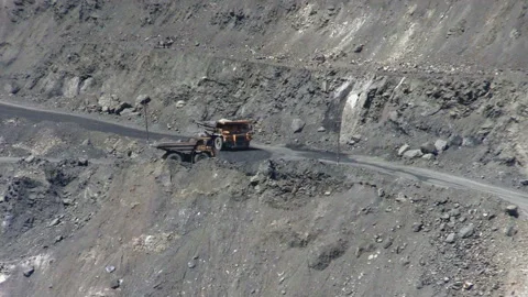 Dump trucks in open cast mine Stock Footage 131418176