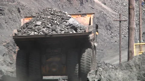 Dump trucks in open cast mine Stock Footage 132698590