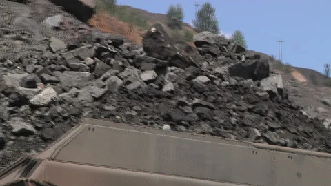 Dump trucks in open cast mine Stock Footage 132698658