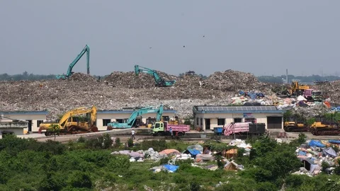 Dump Yard , sanitary land Stock Footage 116104339