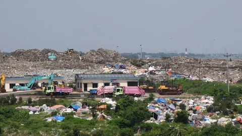 Dump Yard , sanitary land Stock Footage 116105336