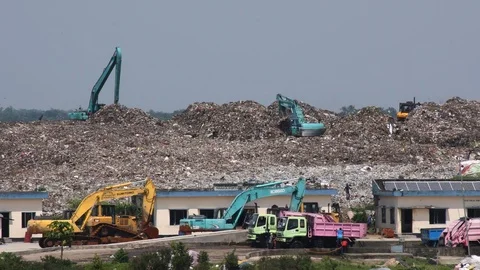 Dump Yard , sanitary land Stock Footage 116106233