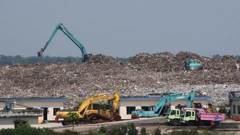 Dump Yard , sanitary land Stock Footage 116106391