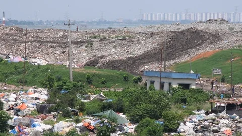 Dump Yard , sanitary land Stock Footage 116117993