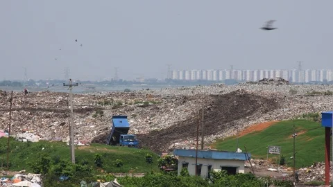 Dump Yard , sanitary land Stock Footage 116118529