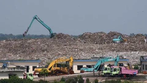 Dump Yard , sanitary land Stock Footage 116121927