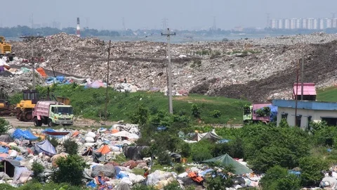 Dump Yard , sanitary land Stock Footage 116150182