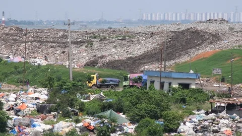 Dump Yard , sanitary land Stock Footage 116150337