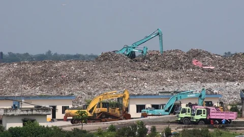 Dump Yard, sanitary land Stock Footage 120747126