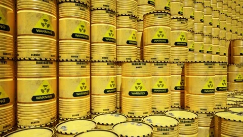 Dump Of Yellow And Black Barrels With Nuclear Radioactive Waste Stock Footage 291871761