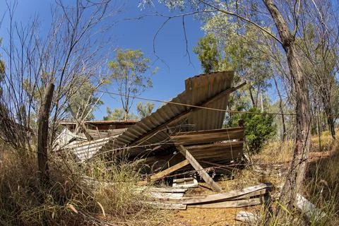 Dumped Loose Sheets Of Iron Fish Eye Lens Stock Photos