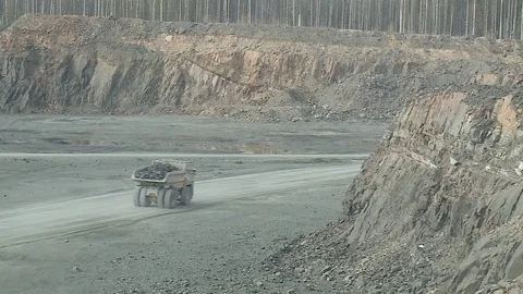 Dumper in a stone quarry Stock Footage 77514538