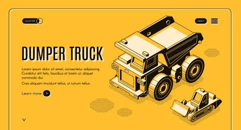 Dumper truck isometric vector web banner template Stock Illustration