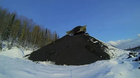 Dumper unloads coal Stock Footage 69078836