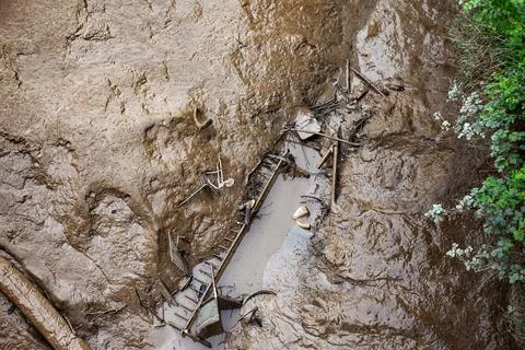 Dumping of garbage and objects in nature Stock Photos