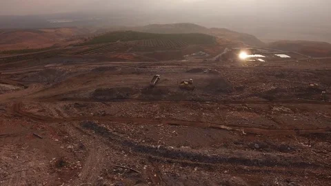 Dumping ground aerial drone up 4K Stockbeeldmateriaal 74487476
