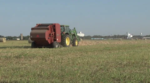 Dumping Hay Bale Stock Footage 36280098