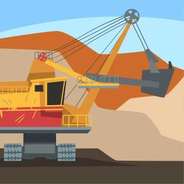 Dumping Truck Working at Mining Quarry, Metallurgical Industry Concept Vector Illustrazione stock