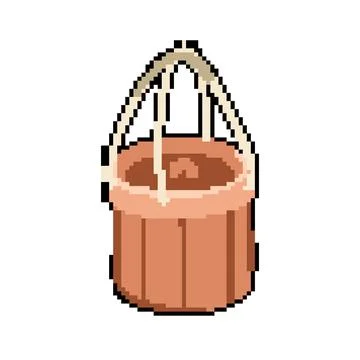Dumpling bamboo steamer pixel art vector illustration Stock Illustration