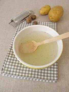 Dumpling broth with nutmeg Stock Photos