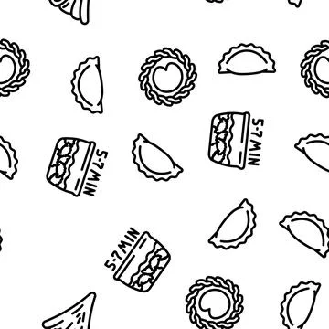 Dumpling Delicious Meal Recipe vector seamless pattern Stock Illustration