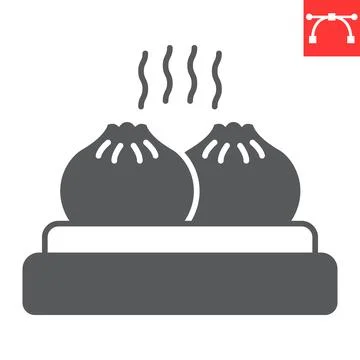 Dumpling glyph icon Illustrazione stock