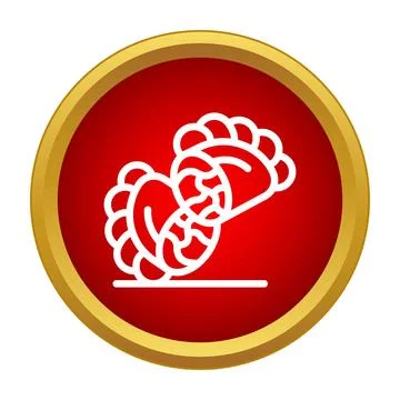 Dumpling graphic over a red circle with a golden border Ilustração Stock