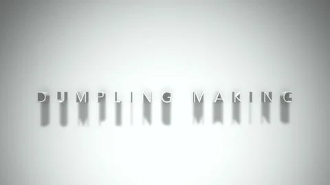 DUMPLING MAKING 3D title animation with shadows on a white background Stock Footage 296784652