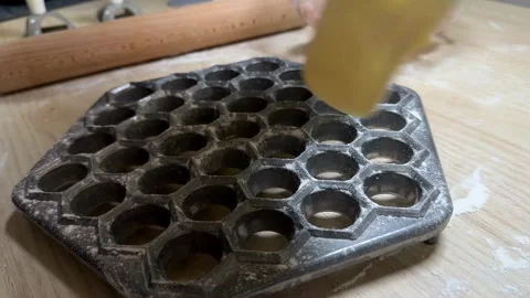 Dumpling Mold and Dough Stock Footage 319021344