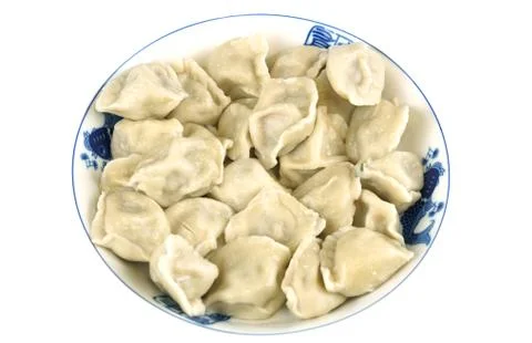 Dumpling in the plate isolated on white background Stock Photos