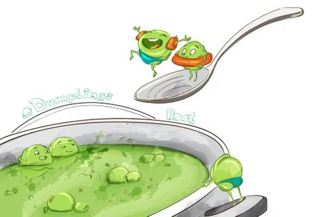 Dumpling soup funny cartoon Vector. Inspirational illustration. Cuisine menu  Stock Illustration