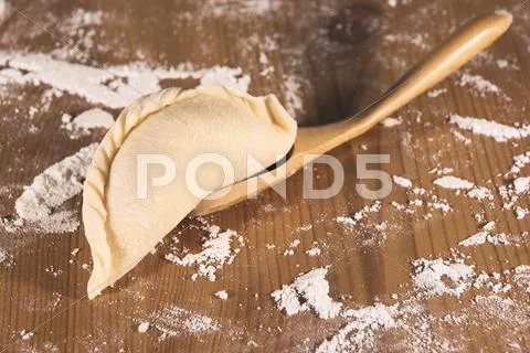 Dumplings and flour Stock Photos