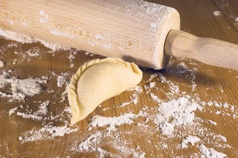 Dumplings and flour Stock Photos