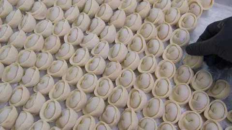The dumplings are placed on the counter Video stock 301389126