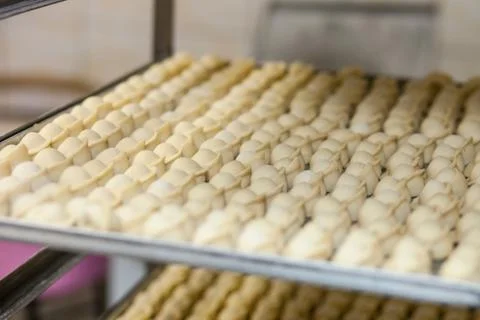 The dumplings on the baking sheet Stock Photos