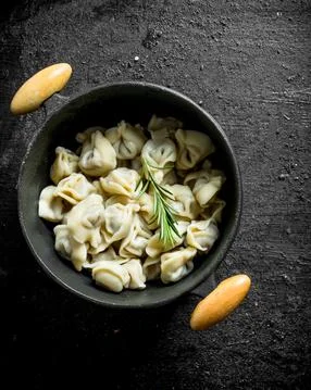 Dumplings with beef in a pot. Stock Photos