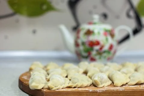 Dumplings on the board Stock Photos
